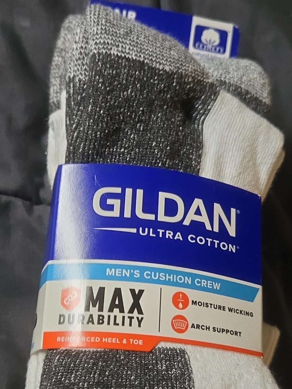 Gildan Men's Cushion Crew Athletic Socks - Gray & White